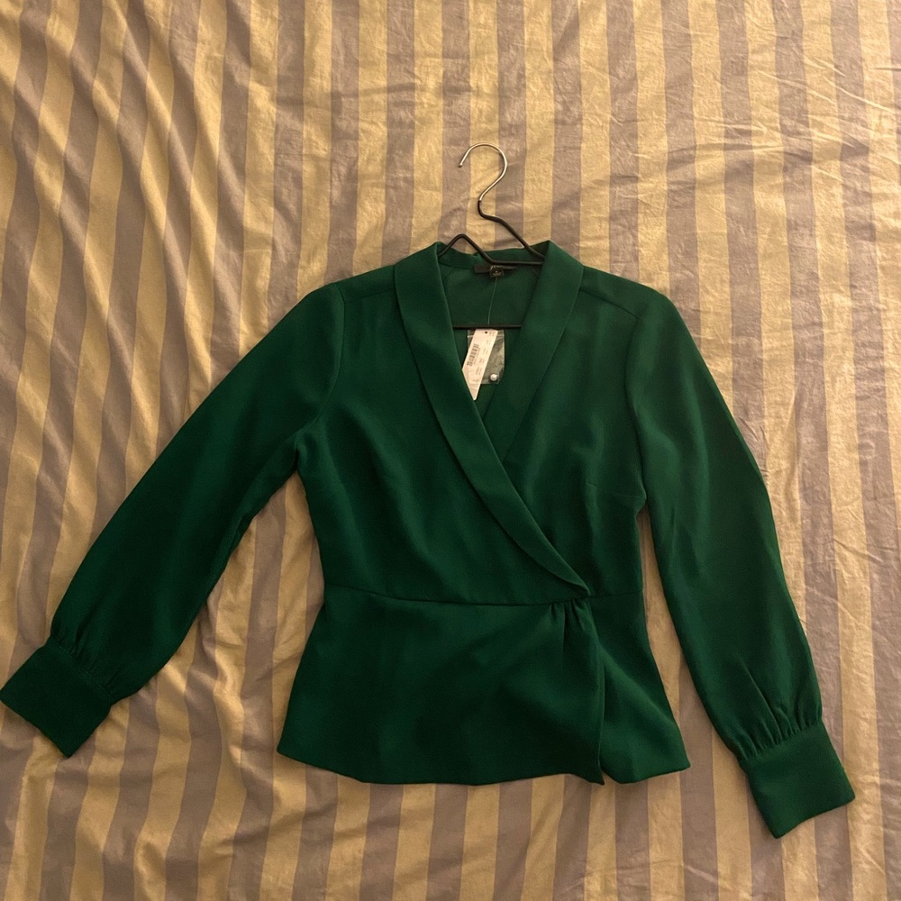NWT J. Crew Deep Alpine Drapey Faux Wrap Top in 365 Crepe Blouse Career Size 2